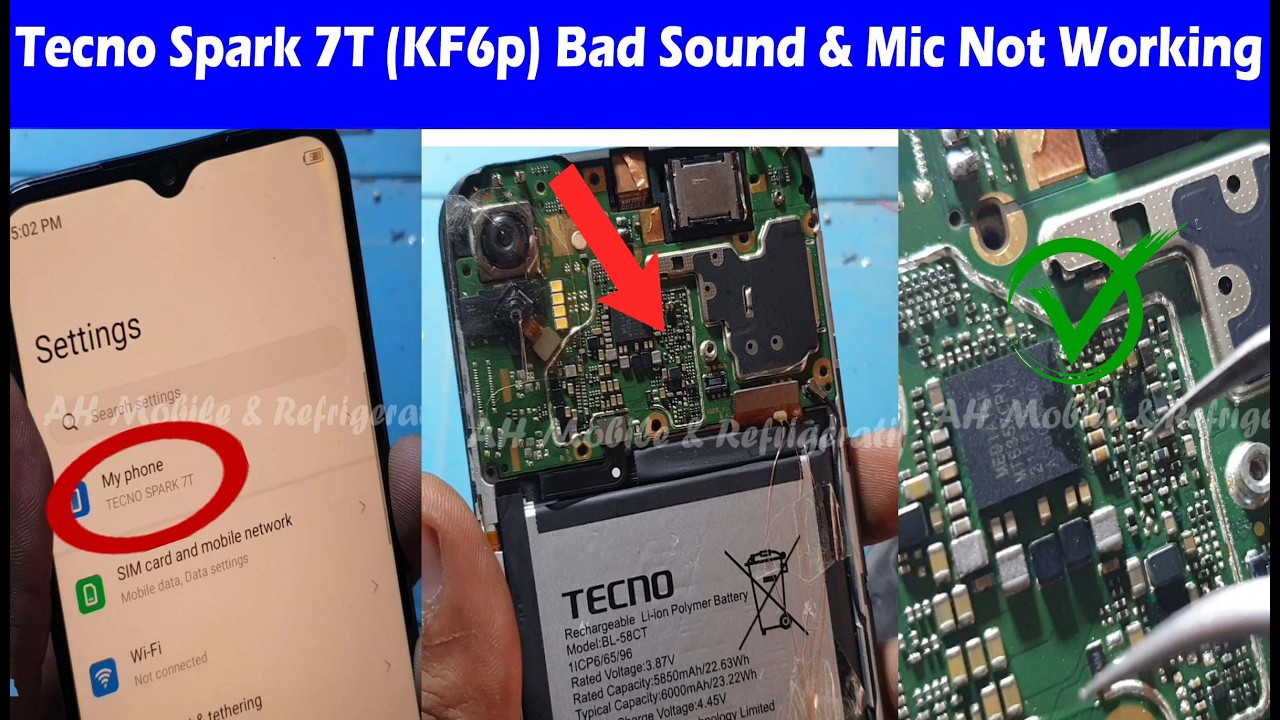 Tecno Spark 7T (KF6p) Bad Sound & Mic Not Working