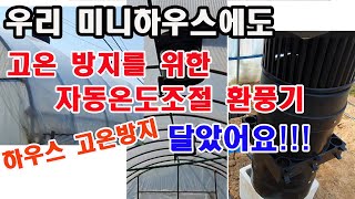 우리 미니하우스에도 고온방지를 위한 자동온도조절 무동력환풍기 달았어요 (하우스 재배, 하우스 고온방지, 지붕…