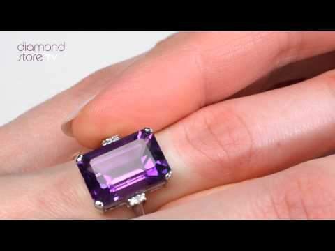 N4399 - Amethyst 5.90ct And Diamond 18K White Gold Ring