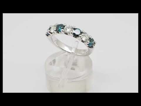 1.05ct Blue & White Diamond Seven Stone Anniversary Ring #jewelrypoint