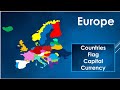Europe Europe Country Capital Flag Currency World Country Capital Europe Map