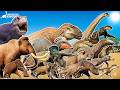 Prehistoric Kingdom Dinosaur STAMPEDE Due To Volcano Explosion Baby Dinosaurs Mammals Escape