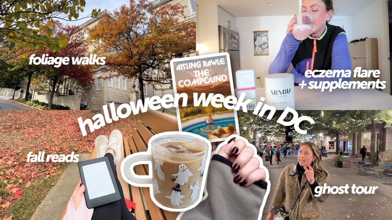 spooky week in my life! halloween decor, nails & coffees, ghost tour, health kick after skin issues