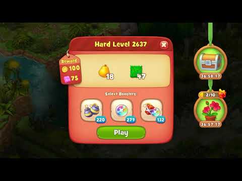 Gardenscapes Level 2637 With No Boosters - Hard Level - Bonus Scene With Austin