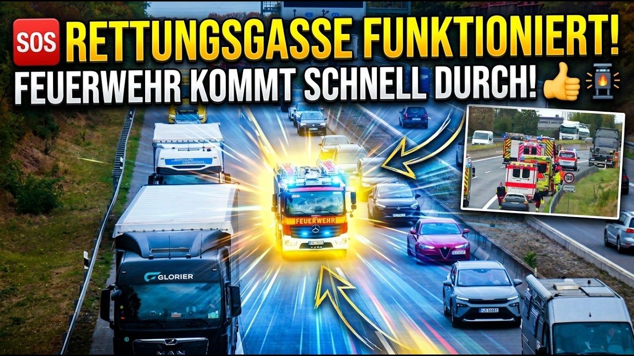 So muss es sein! Vorbildliche Rettungsgasse für die Feuerwehr auf der A5 bei Heidelberg