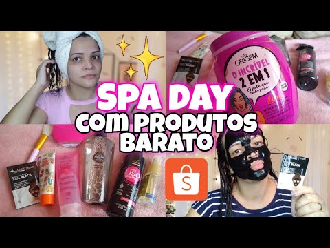 SPA DAY EM CASA / COM PRODUTINHOS BARATO DA SHOPEE 😍