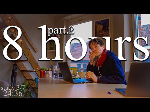 LIVE-SPECIAL from Belgium | 8-HOUR study with me(Pt. 2) 📚⛈️  rain sounds & pomodoro timer 60 & 10