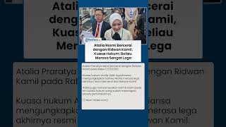 Atalia Resmi Bercerai dengan Ridwan Kamil, Kuasa Hukum: Beliau Merasa Sangat Lega