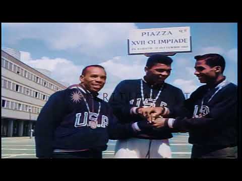 Cassius Clay (Muhammad Ali) wins Gold at the 1960 Rome Olympics with Edward Crook, McClure Colorized