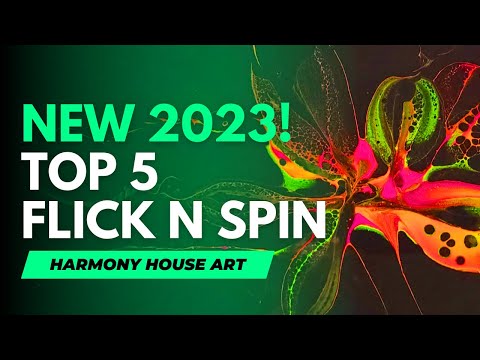 (724) NEW for 2023! Top 5 Flick N Spin Acrylic Pour Paintings!