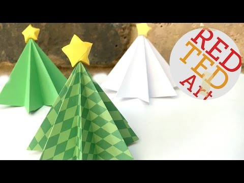Origami Christmas Tree DIY - 3D Paper DIYs - Christmas Decor DIYs