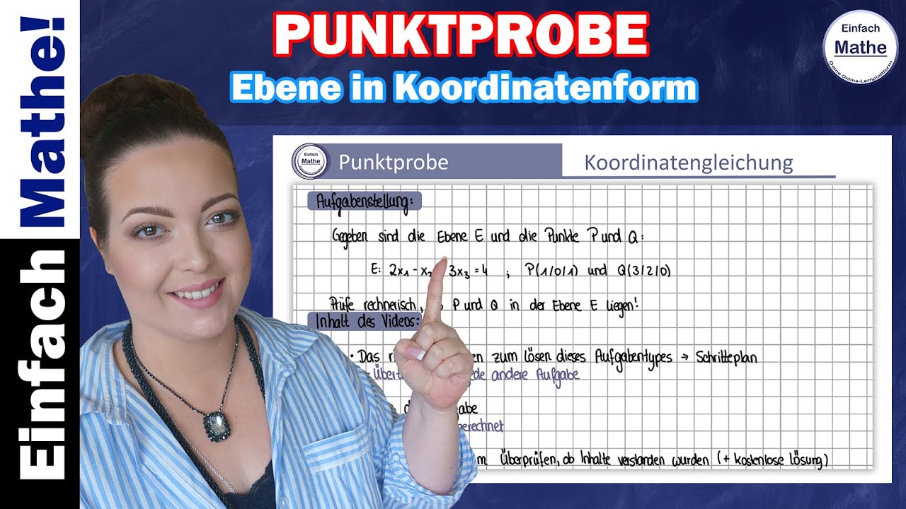 Punktprobe mit Ebene in Koordinatenform | Vektorrechnung by einfach mathe!