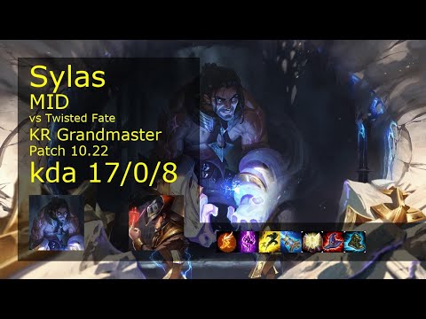 Sylas Mid vs Twisted Fate - KR Grandmaster 17/0/8 Patch 10.22 Gameplay // [롤] 사일러스 vs 트위스티드 페이트 미드