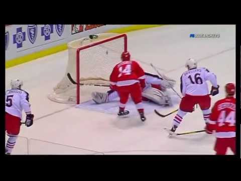 Gustav Nyquist first Nhl Goal from a great play by Pavel Datsyuk and Todd Bertuzzi