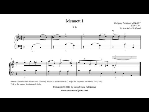 Mozart : Minuet 1 in C Major, K 6