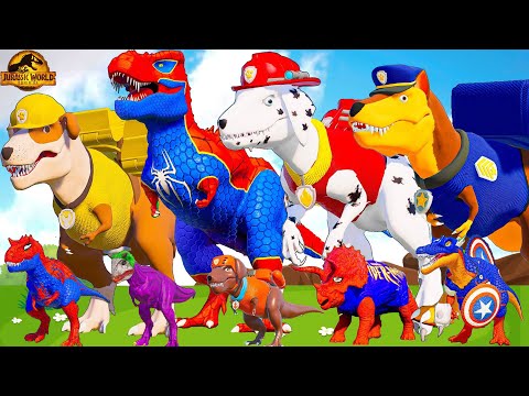 All Dinosaurs Fighting T-Rex vs Distortus Rex - Dinosaur Battle in Jurassic World Evolution