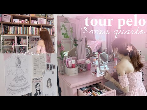 TOUR PELO MEU QUARTO 🎀🛏️ penteadeira , escrivaninha, guarda-roupa…