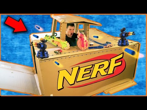 NERF BOX FORT CHALLENGE!!! Electricity, Working Doors & More! Nerf Gun Battle Base (NERF)