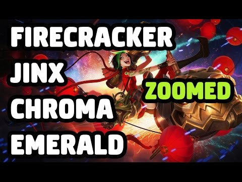 FIRECRACKER JINX CHROMA EMERALD SKIN ZOOMED SPOTLIGHT - LEAGUE OF LEGENDS