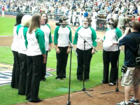 greenTONE sings National Anthem at Milwaukee Brewers Game