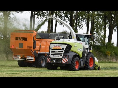 Claas Jaguar 960 type 498 + Fendt 826 & 936 - Loonw. Claeys - gras 2017