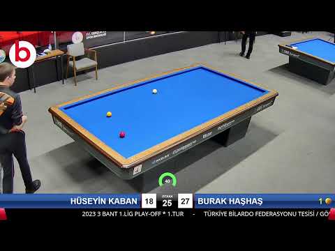 HÜSEYİN KABAN & BURAK HAŞHAŞ Bilardo Maçı - 2023 3 BANT 1.LİG PLAY-OFF-1.TUR