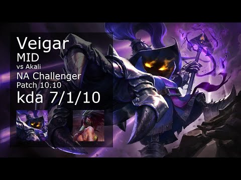 Veigar vs Akali Mid - NA Challenger 7/1/10 Patch 10.10 Gameplay
