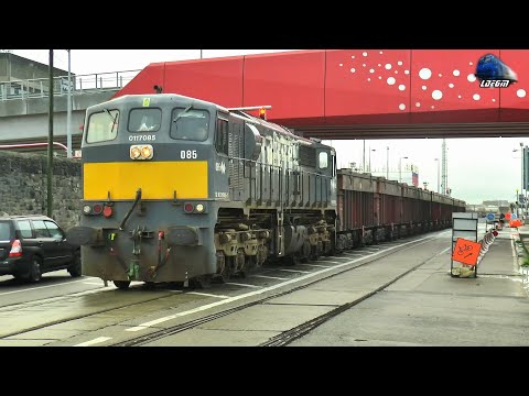 Irish Rail Freight Train on Street in Dublin Port - 22 December 2022