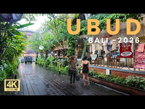 🌧️ Ubud Bali Rainy Walking Tour 4K | Peaceful Virtual Walk in the Rain