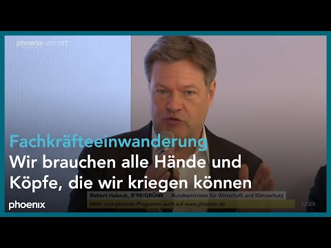 Hubertus Heil, Bettina Stark-Watzinger und Robert Hackeck zur Fachkräftestrategie am 26.02.24