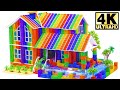 DIY Build Amazing Mega Mansion Has Pool For Turtle And Fish With Magnetic Balls Satisfying ASMR