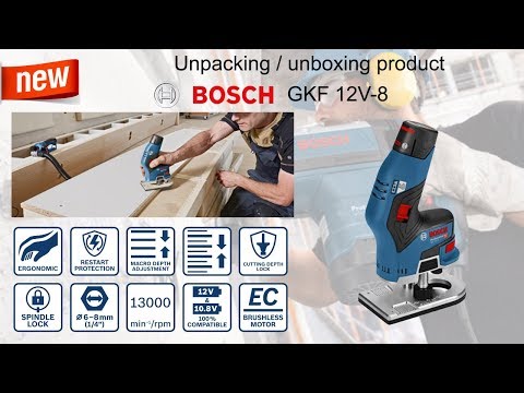 Bosch Akumuliatorinė rankinė freza GKF 12V-8, be akumuliatoriaus ir kroviklio video