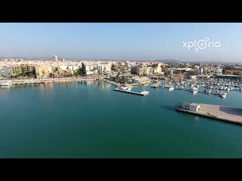 Puerto de Benicarlo, Costa Blanca Spain 2017.07 aerial video