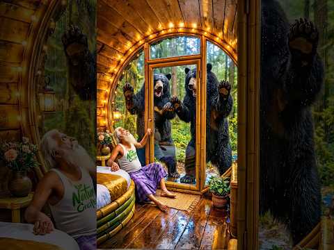 I Built a Secret Survival House Inside a Giant Tree Trunk 🐻🌿 Bear Territory #woodworking