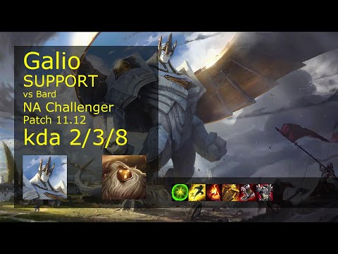 Galio Support vs Bard - NA Challenger 2/3/8 Patch 11.12 Gameplay