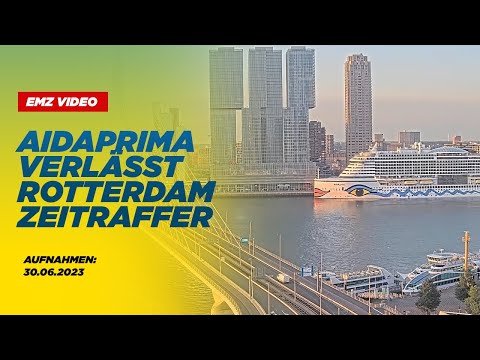 Cruise ship #aidaprima  leaves the port of #rotterdam  | time lapse | 30.06.2023
