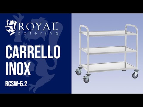 Video - Carrello inox - 3 ripiani - fino a 500 kg - 2 freni