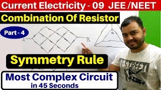 Current Electricity 09 : Symmetry Rule : Combination of Resistor -4 : Most Complex Circuits JEE/NEET