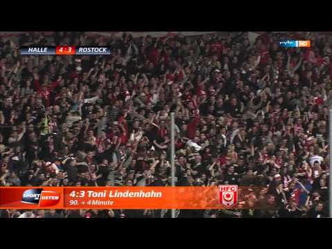 Toni Lindenhahn ist „The Hammer" - HFC vs. FC Hansa am 05.04.2014 im Erdgas Sportpark zu Halle