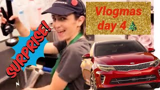vlogmas day 4- surprising my friend(technical difficulties)reviewing sisters car