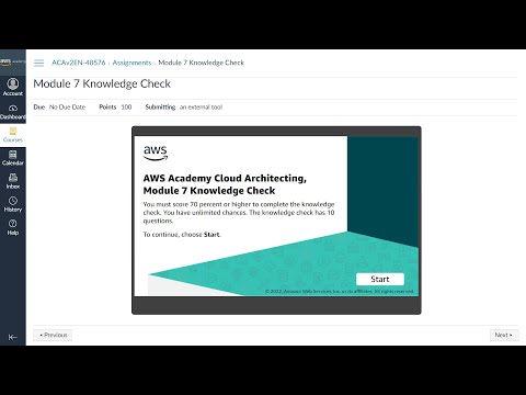 Module 7 Knowledge Check | AWS Academy Cloud Architecting | Connecting Networks