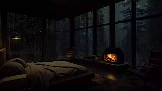 🔥 O Som da Lenha Ardendo e da Chuva Tropical 🌙 Sótão entre a Floresta para Relaxamento Profundo