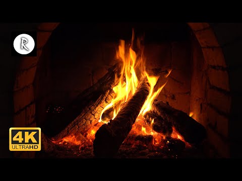 🔥 Crackling Fireplace w/ Snowstorm & Howling Wind Outside | Nature Sound for Sleep, Insomnia 4K