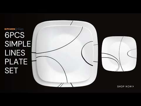 6pcs Set Simple Lines Square Dinnerware Set Dish Set Dinner Plate Set