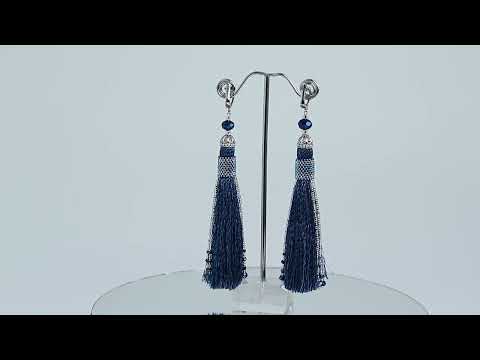Серьги-кисти синие на серебре Глициния Длинные серьги Ручная работа - фото 1 - id-p1418683837