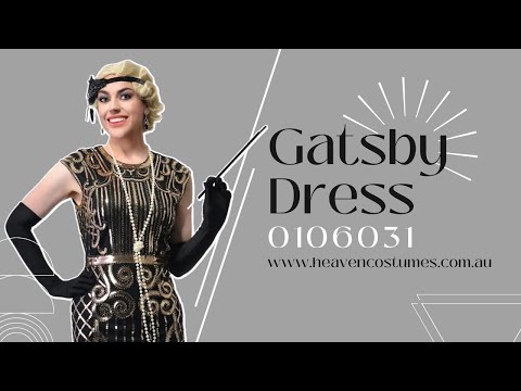 Black and Gold Sequin 1920s Gatsby Dress - Heaven Costumes Exclusive