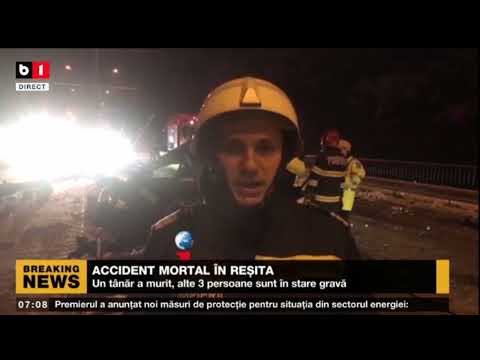 REȘIȚA - O MAȘINĂ CU 4 PASAGERI A LOVIT UN STÂLP_Stiri B1_12 ian 2022