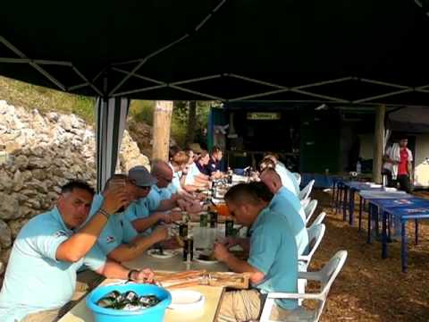 Broadplain RFC enjoying the postmatch Barbecue Barcelona Rugby Tour 2011