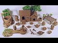 DIY How To Make Polymer Clay Miniature House Kitchen Set Bullock Cart Hand Pump Tree Village