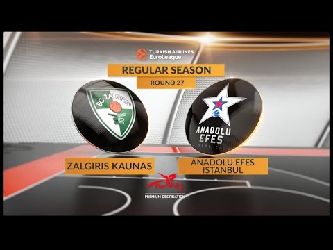 EuroLeague Highlights RS Round 27: Zalgiris Kaunas 68-76 Anadolu Efes Istanbul